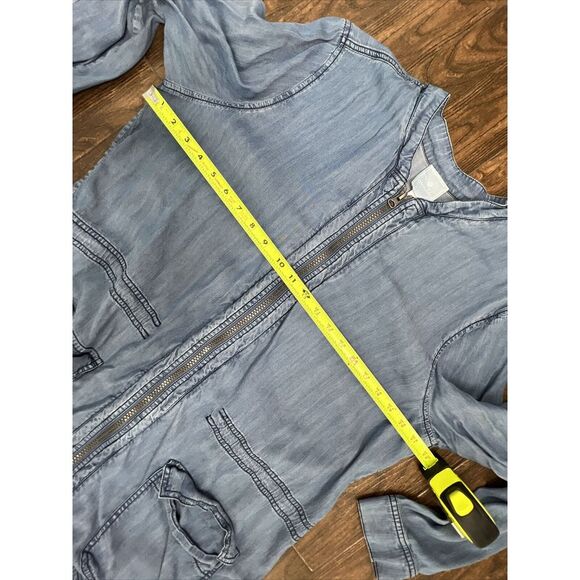 SUNDAY BLUE CHAMBRAY LYOCELL CINCH WAIST FULL ZIP LIGHTWEIGHT UTILITY JACKET XL - Picture 13 of 15